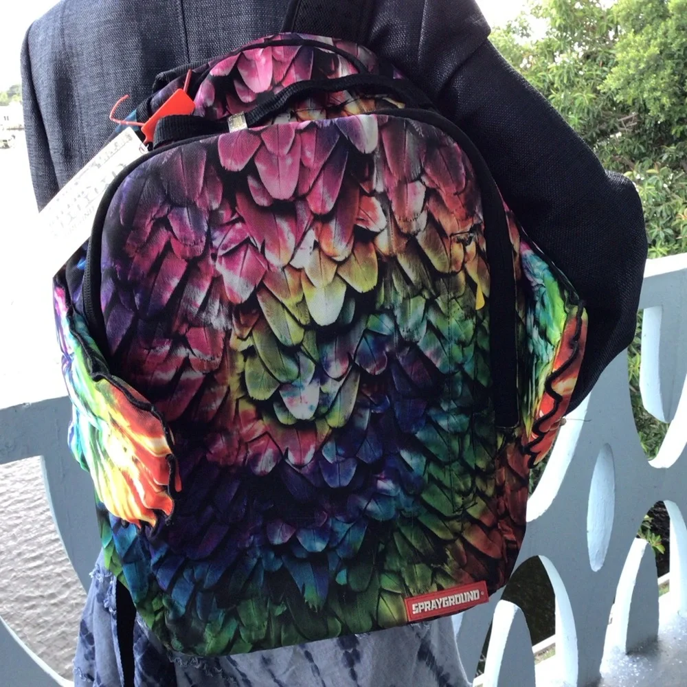 Sprayground Limited Edition Rainbow Feather Angel Wings Backpack - Multicolor